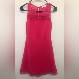 Pink Lily Lace Dress in Bright Pink